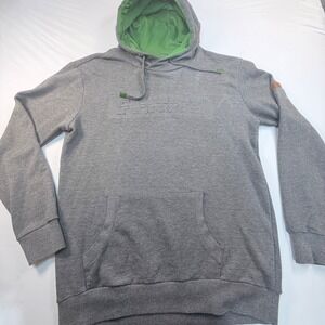 Fendt Original Hoodie Mens L Gray Embossed Logo Green Lined Hood Pullover EU XL